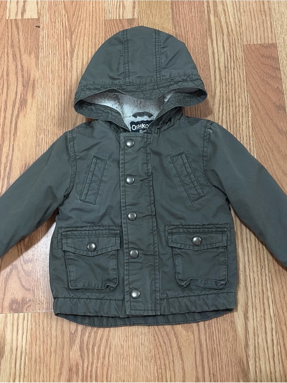 OshKosh B'gosh Olive Sherpa fleece lined Hooded coat